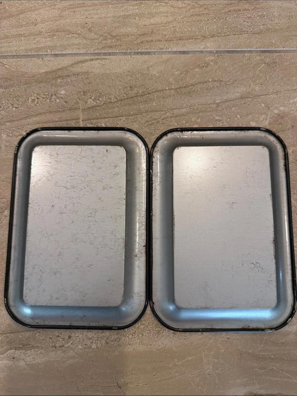 Small Vintage Black Floral Metal Serving Trays - Set of 4